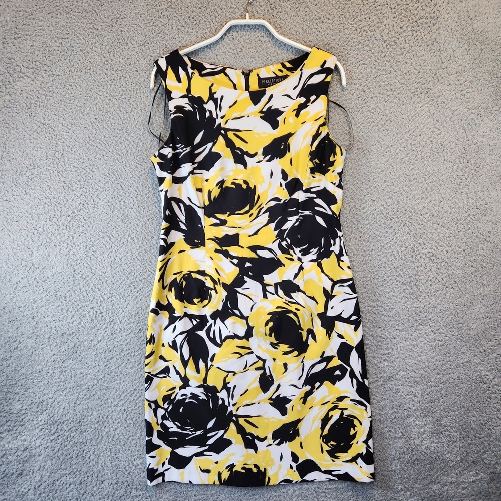 Perceptions New York Dress Womens Size 6 Cottagecore Yellow Black Sleeveless
